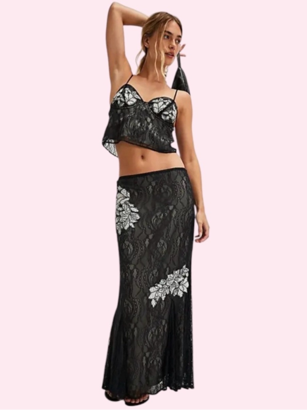 Free People Bali Meet Me At Midnight Lacy Floral Set Size Large NWT $300 - Picture 3 of 16
